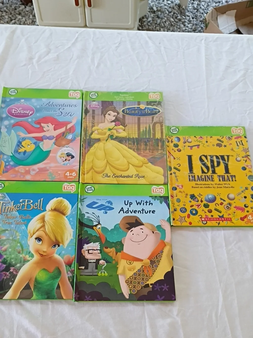 Bundle Of 5 Leapfrog Tag Books, Ispy, Up, Tinkerbell, Ariel, Beauty And Beast
